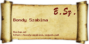 Bondy Szabina névjegykártya